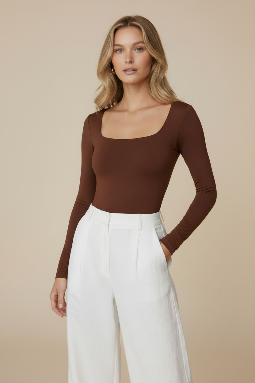Brown Bodysuit - Clean Background No Shadows